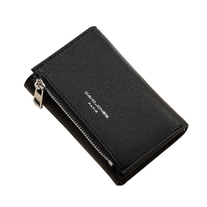 David Jones - Monedero - Cartera pequeña de piel sintética para mujer - Negro