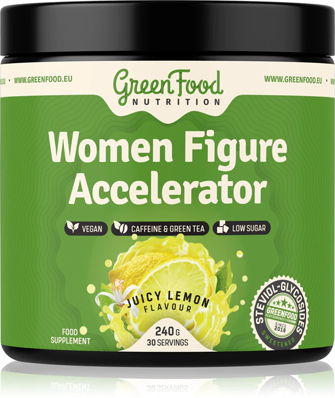Suplemento alimentar em pó GreenFood Nutrition Women Figure Accelerator para controle de peso.