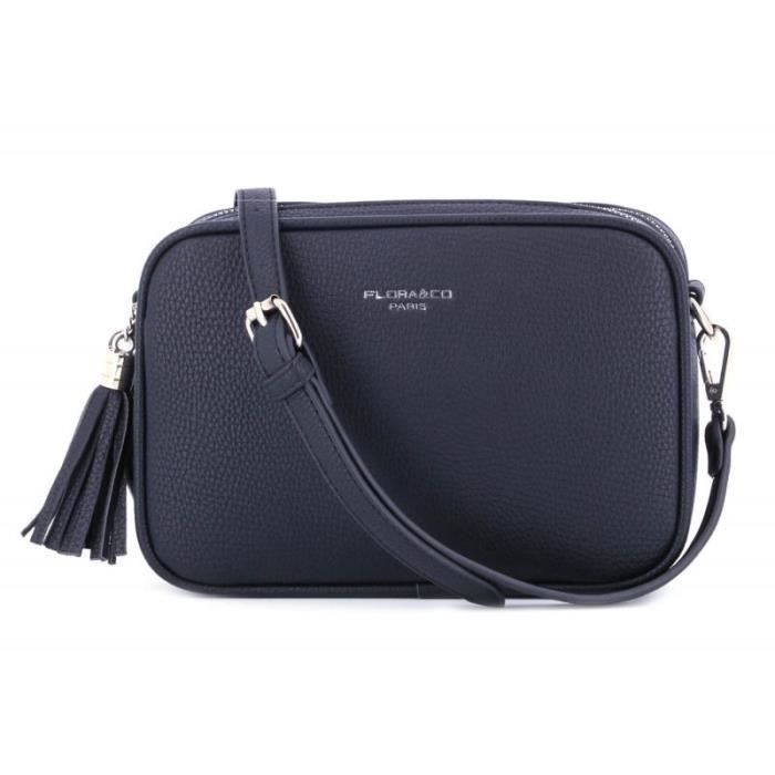 Sac Bandoulière Femme Double Zip Frange - Flora Co Paris - Bleu Marine