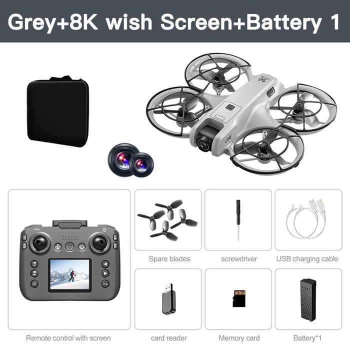 Mini Drone Battery 8K Gray Professional Aerial Dual Camera Intelligent Obstacle Avoidance Brushless Quadcopter for Kids RC