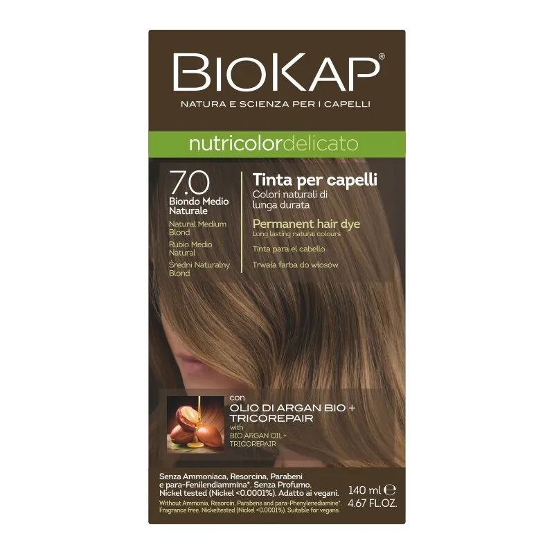 Biokap Nutricolor Delicato Farba do włosów, 7.0 Średni Blond