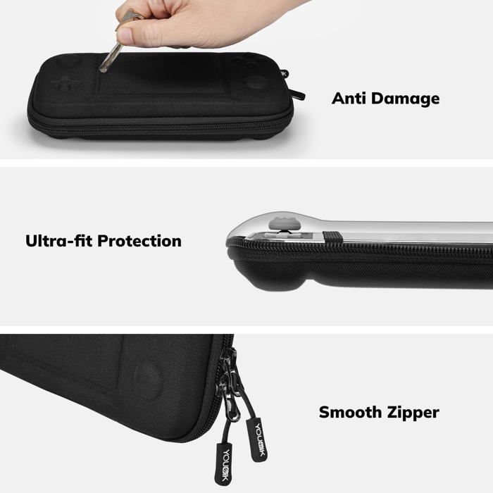 Kit di accessori 14 in 1 per Nintendo Switch Lite: custodia nera con cover protettiva e custodia per giochi.