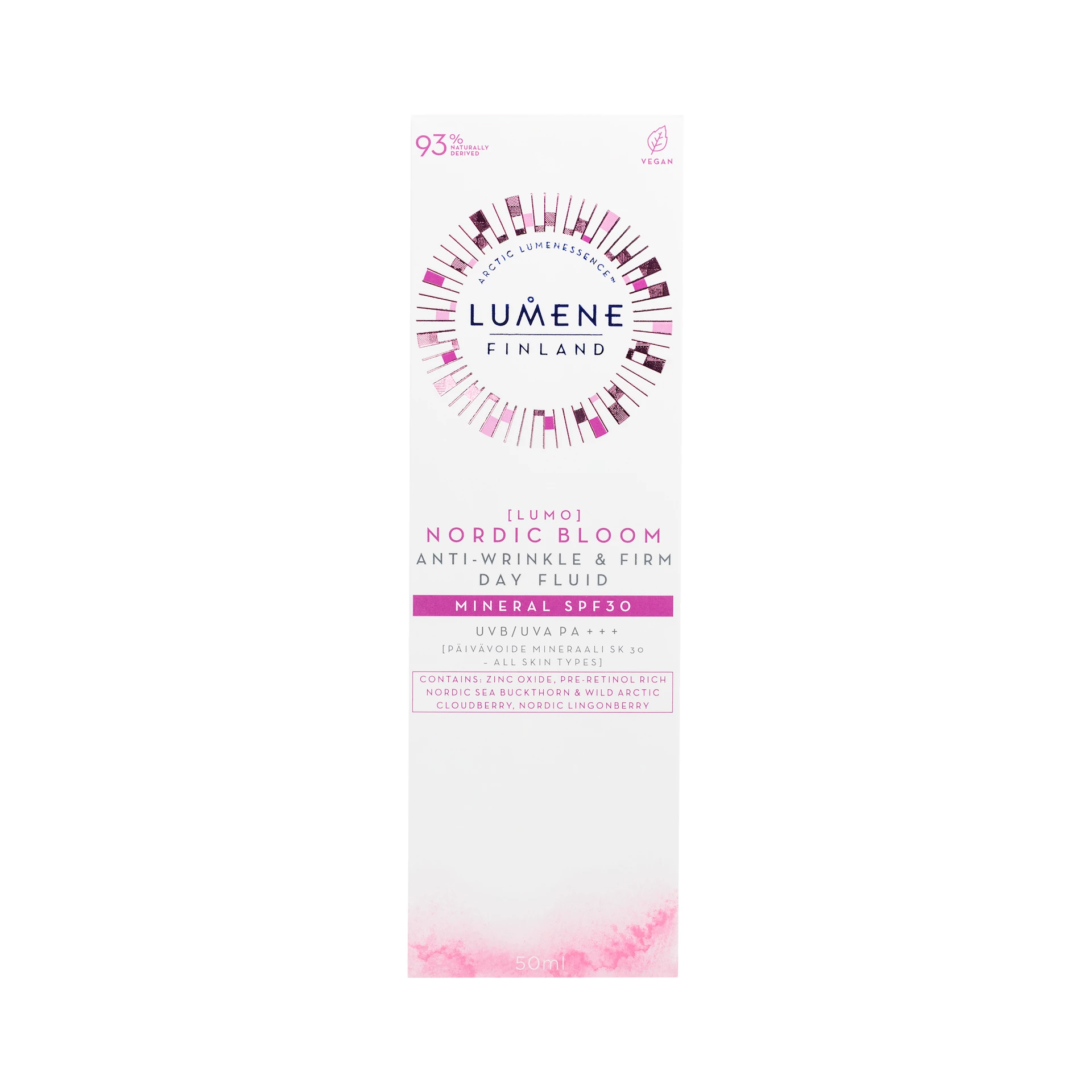 Nordic Bloom Przeciwzmarszczkowy i Ujędrniający Płyn na Dzień Mineralny SPF30 50 ml - Lumene