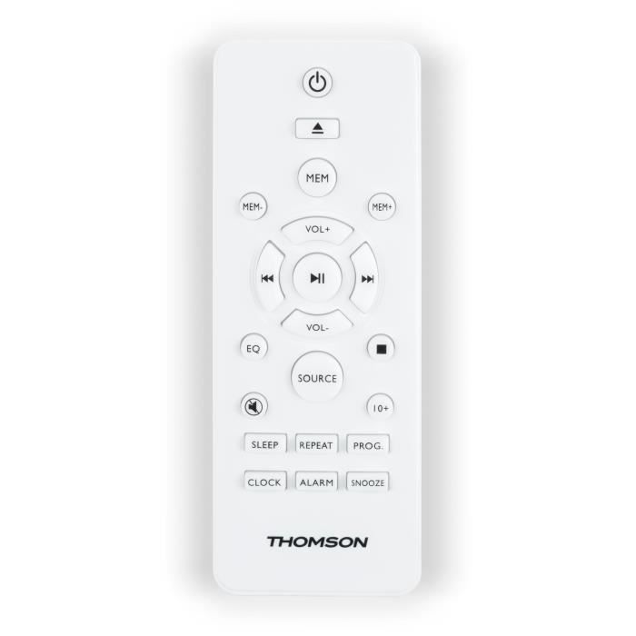 Sistema de micro alta fidelidad THOMSON COSY MIC121BT: reproductor de CD, Bluetooth, radio FM, MP3, USB, madera y blanco.