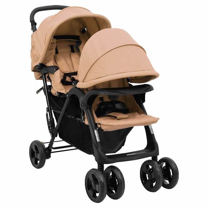 vidaXL Double Stroller, Foldable Travel Pram, Toddler Stroller, Outdoor Protection against the elements 10349