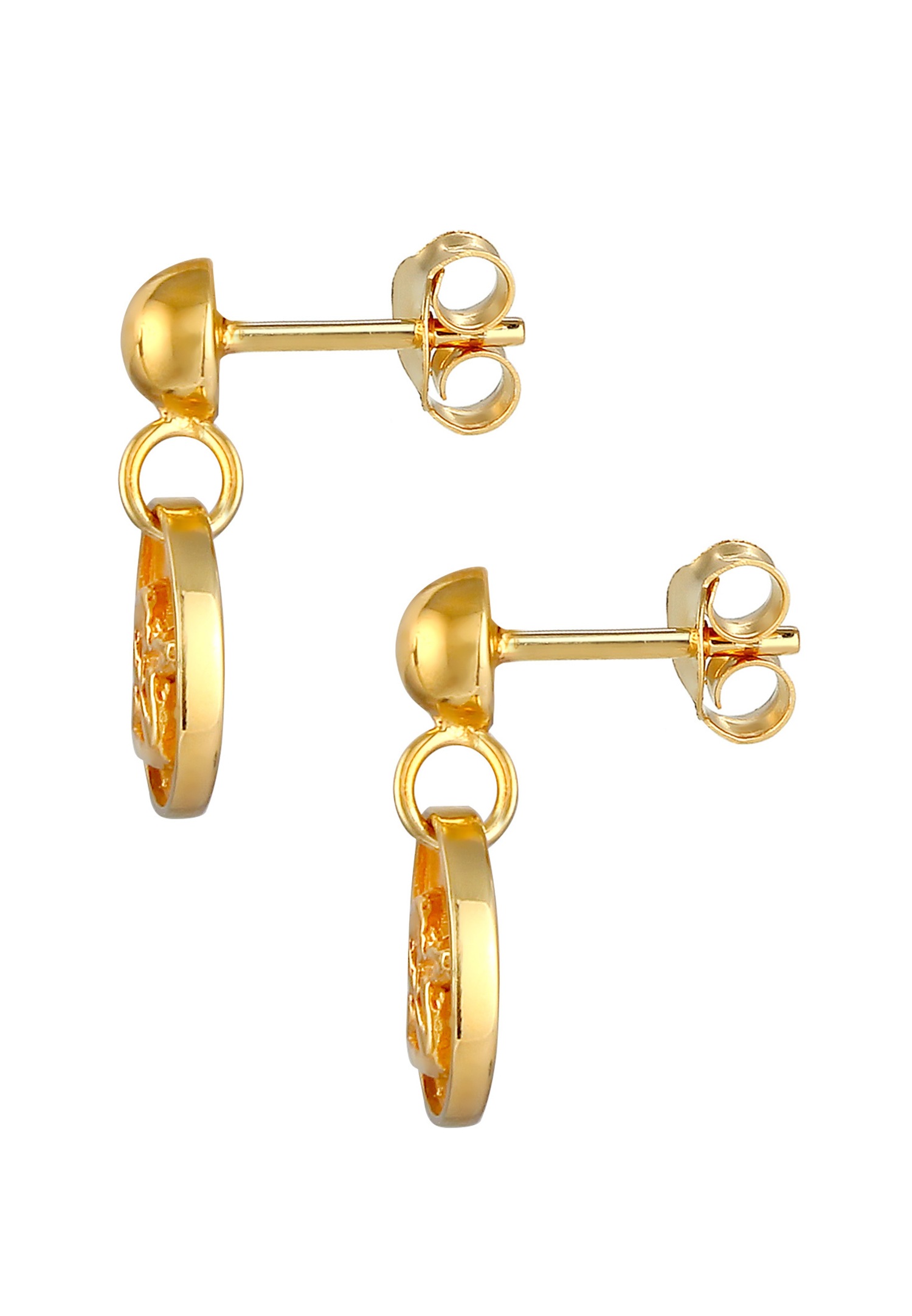 Elli Boucles d'oreilles dames Plug Plates Ange en argent sterling 925 plaqué or