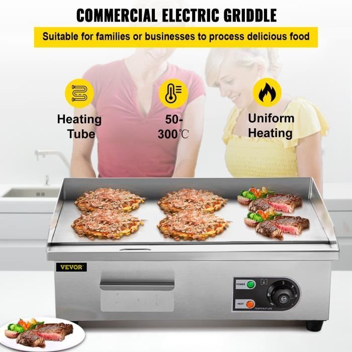 BAZARLAND30.Gewerblicher elektrischer Kochfeldgrill aus Edelstahl, 3000 W.