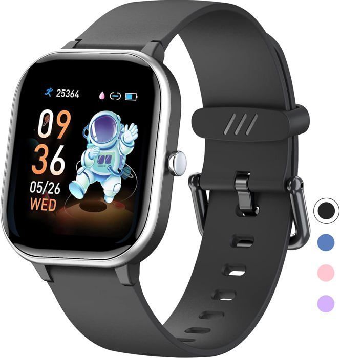 Fitness Tracker Activité Enfants,Ip68 Étanche Smartwatch Avec Montre Pour Enfants,Pour Garçons Et Filles De 6-16 Ans Noir