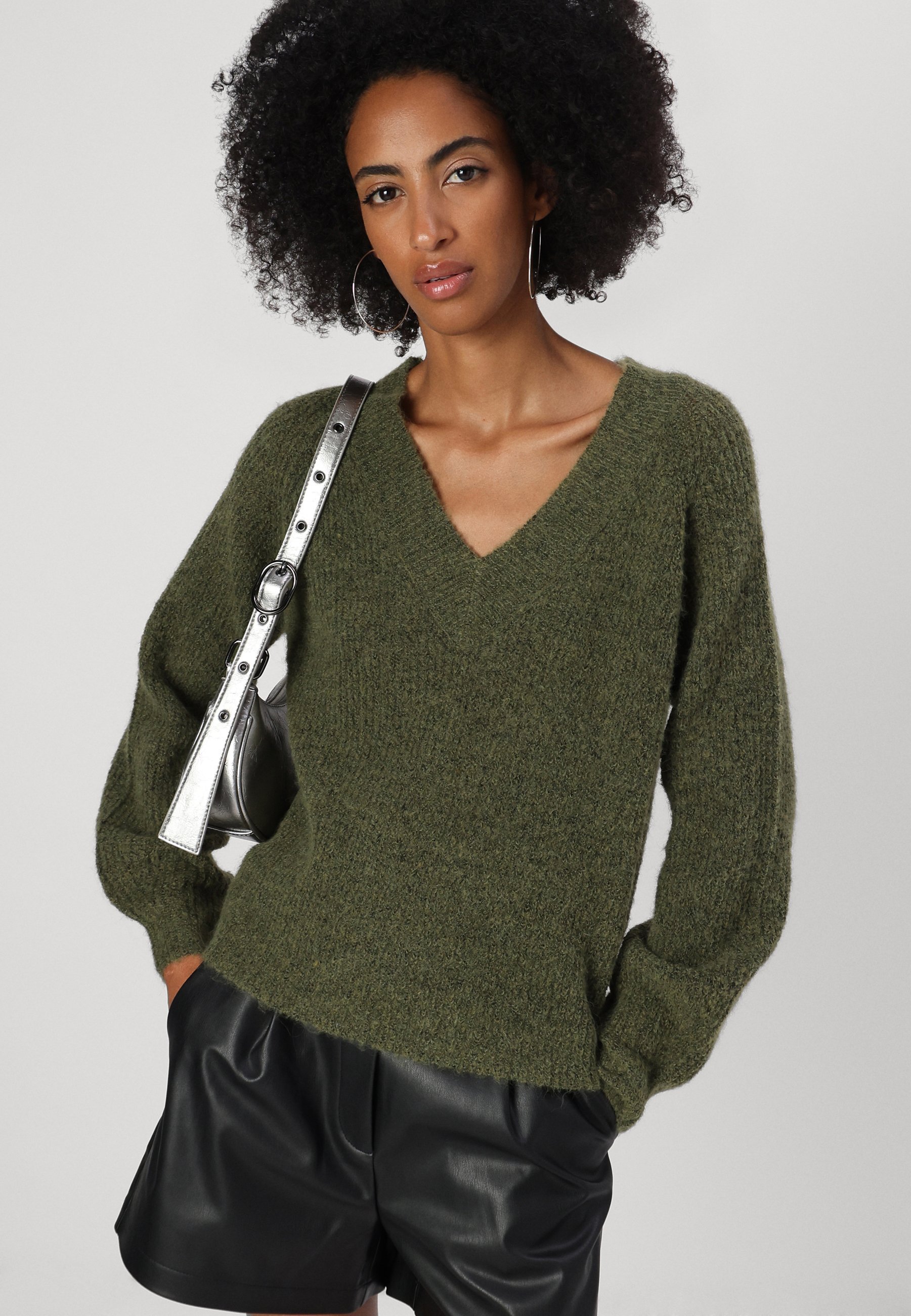 JDY JDYINGEBORG ADA LIFE V-NECK - Pulover - zimski mah