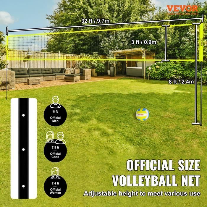 Red de voleibol - VEVOR - Kit de voleibol profesional, juego de voleibol portátil, altura ajustable, con bolsa