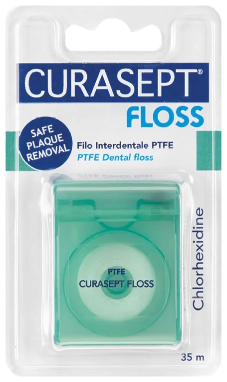 Fio dental Curasept Floss PTFE com clorexidina 35 m