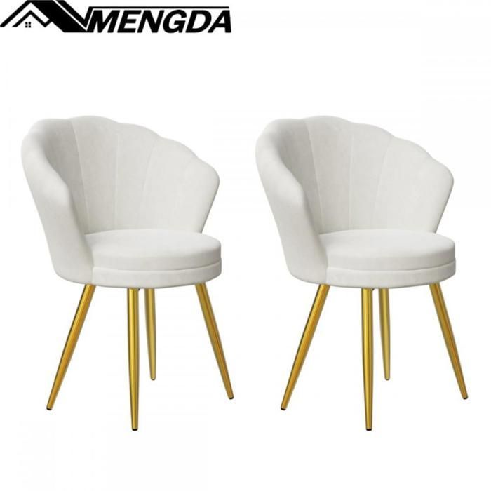 Set of 1 Modern Velvet Dining Chair - MENGDA - With Backrest - Metal Legs - Maximum Capacity 200kg - White
