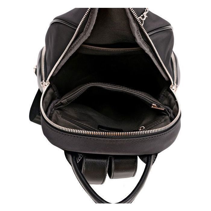 David Jones - Small Women's Fashion City Backpack - Soft Nylon Bag - Mini Satchel - Trendy Designer Fashion Backpack - Black