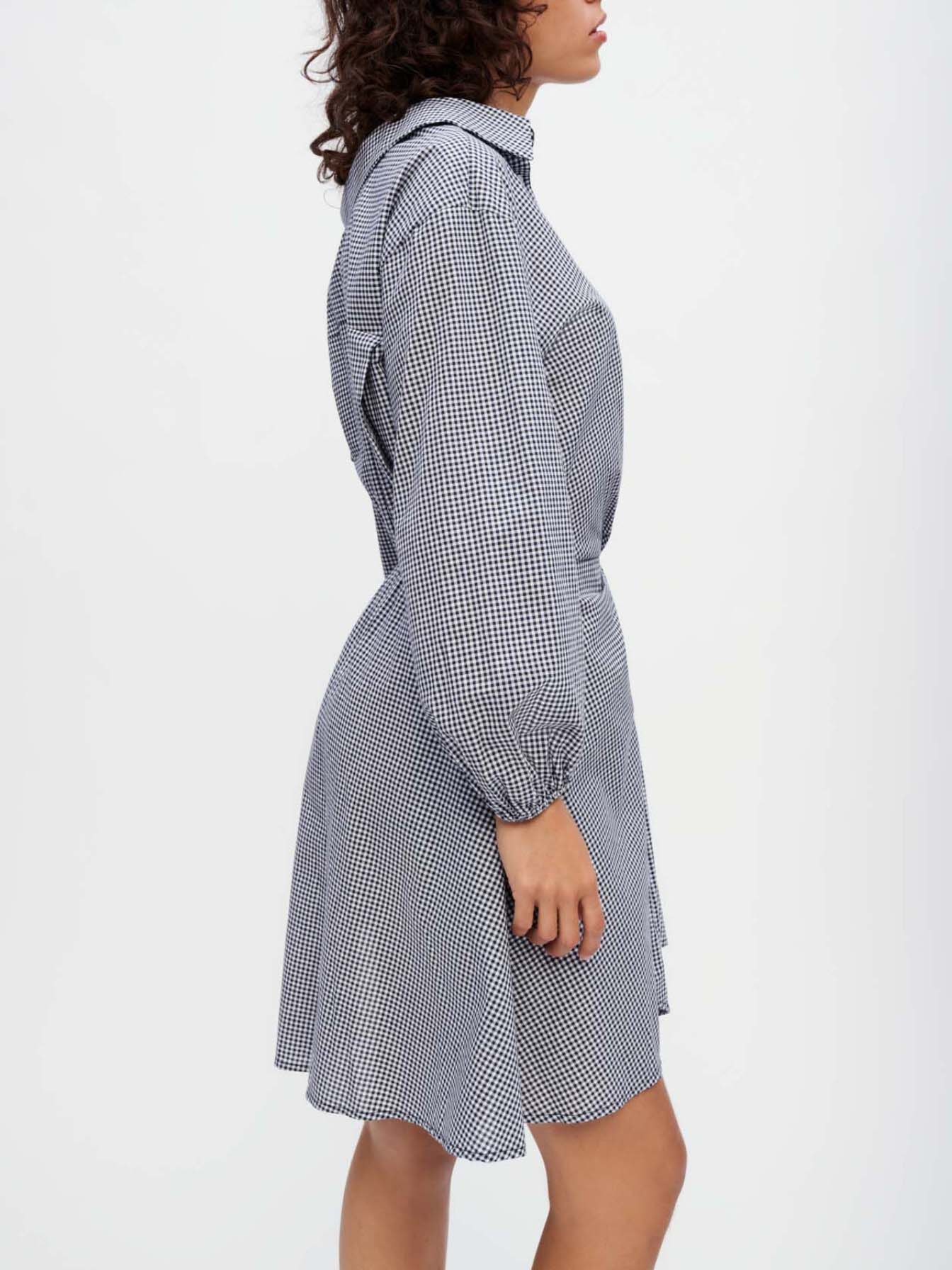 Rochie cămașă Trompe l'oeil - Marine / Ecru