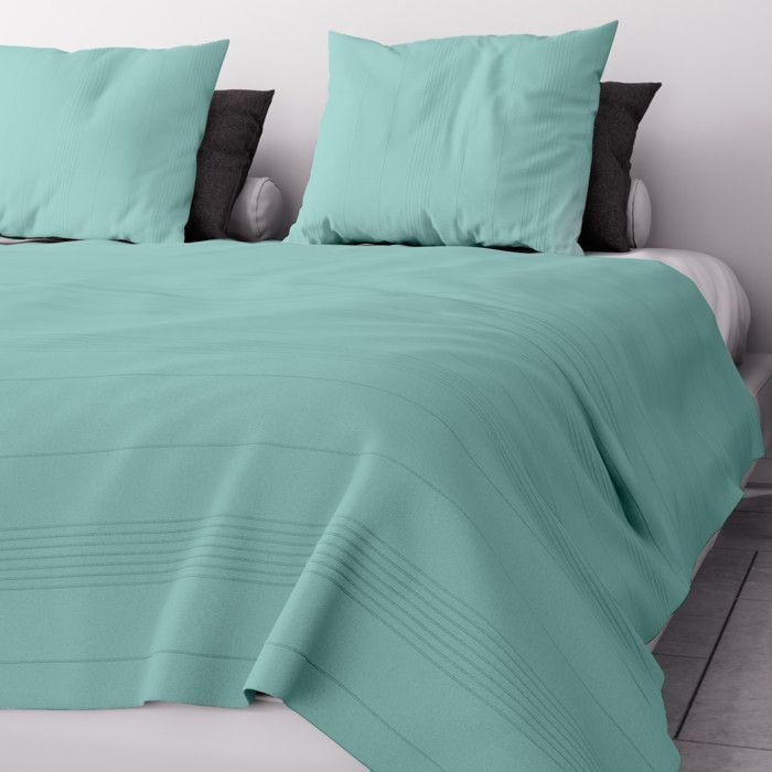 Bed or sofa throw 220x240 cm ADELE lagoon blue, by Soleil d'ocre