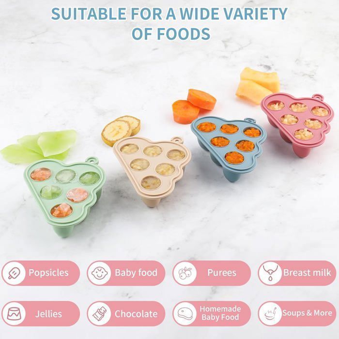 Recipientes de silicona para almacenar comida para bebés, 4 recipientes con tapa para la introducción de alimentos sólidos, almacenamiento de leche materna, YYV