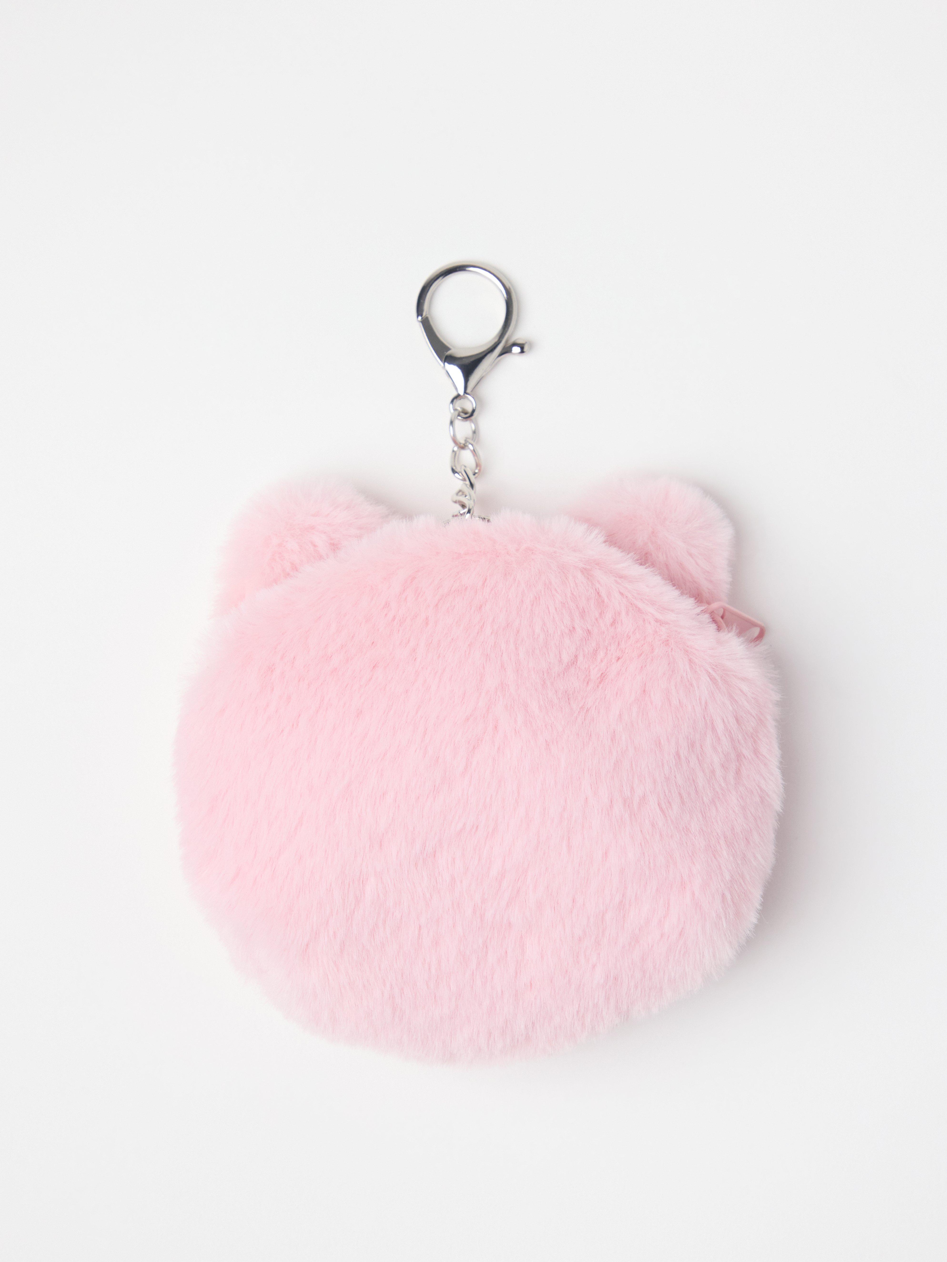 Décoration de sac en fausse fourrure rose clair