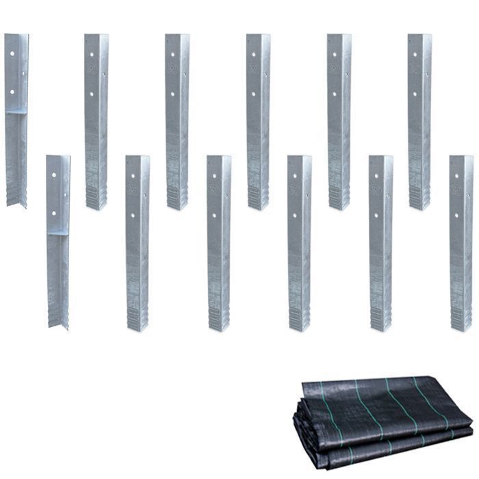 Juego WICKEY SolidLock – Anclajes de esquina galvanizados + tela antihierbas – con garantía Wickey de 10 años* – paquete de 12