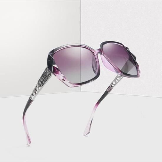 Lunettes de soleil femme-Haute qualité La mode Polariseur Protection UV Lunettes de soleil Cadre violet&Violet progressif)