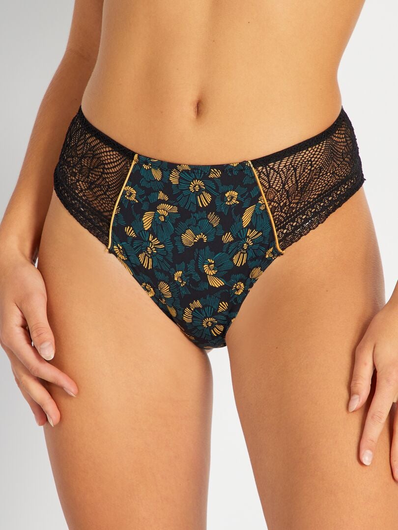 Cueca estampada 'Envie de Lingerie' - PRETO