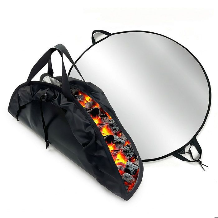 Relaxdays fireproof mat, round, Ø 100 cm, for barbecue & fire pit, 5 layers, black/silver