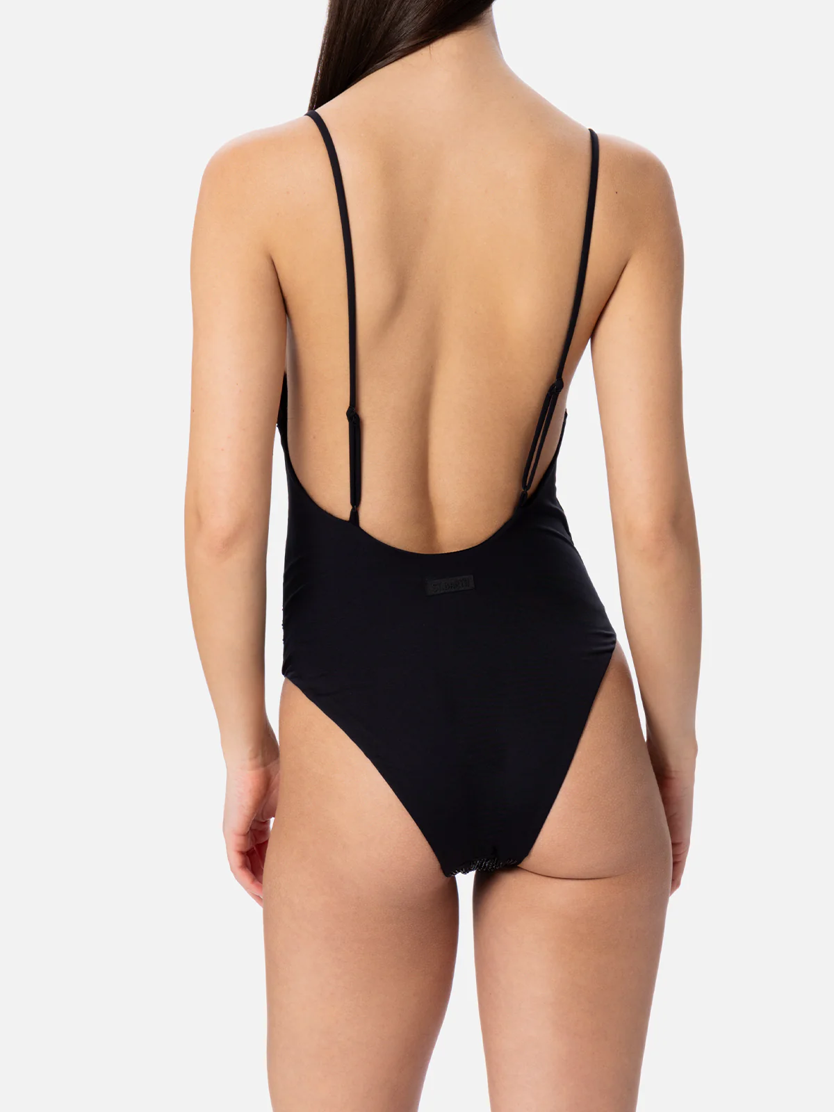 Cecille zwart badpak uit één stuk voor dames met strass-steentjes
