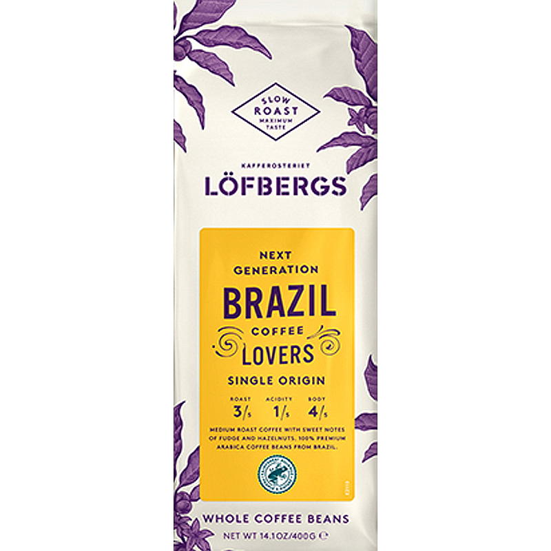 Löfbergs Café en grano 400 g Origen Brasil Löfbergs