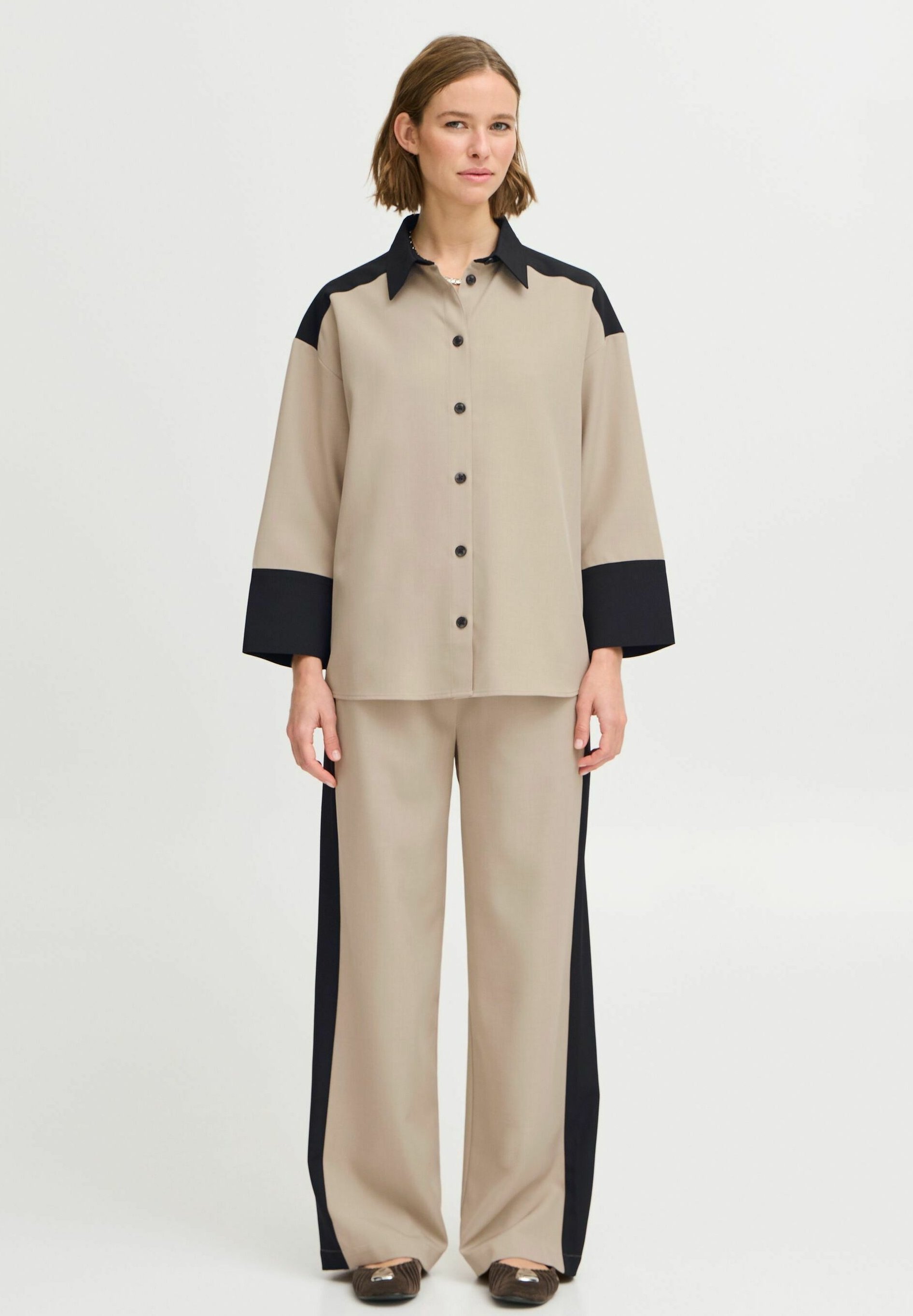 b.young BYIDDE - Bluza na kopčanje - mješavina humusa