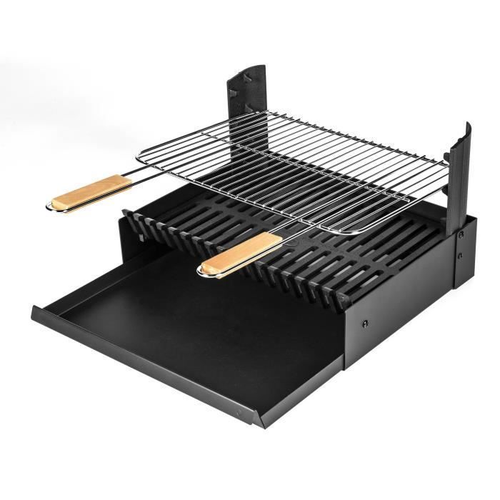 Grelha para churrasco a carvão - Preta - 48,5 x 34 cm