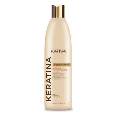 Kativa Keratin Nutrition Softness & Shine -hoitoaine, ravitseva ja korjaava hoitoaine, suolaton, 550 ml