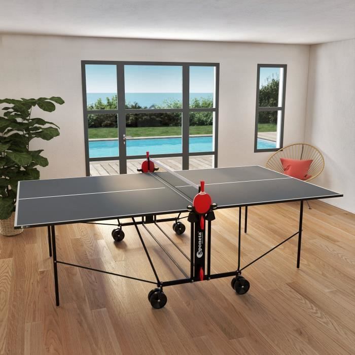 SPONETA - Tafeltennistafel - Compacte pingpongtafel - Voor binnengebruik - Grijs en zwart
