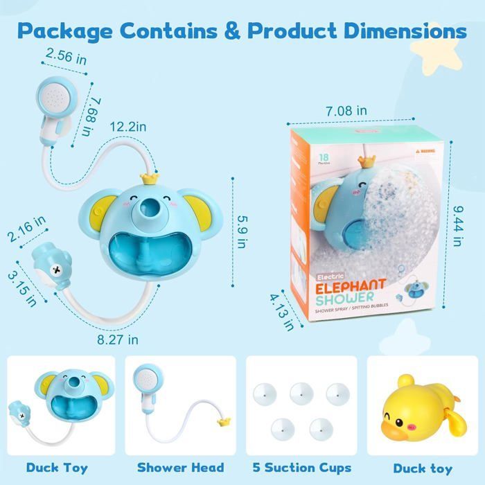 Bath Toy - KCVV - Elephant - Bubble Machine - Music - Floating Duck