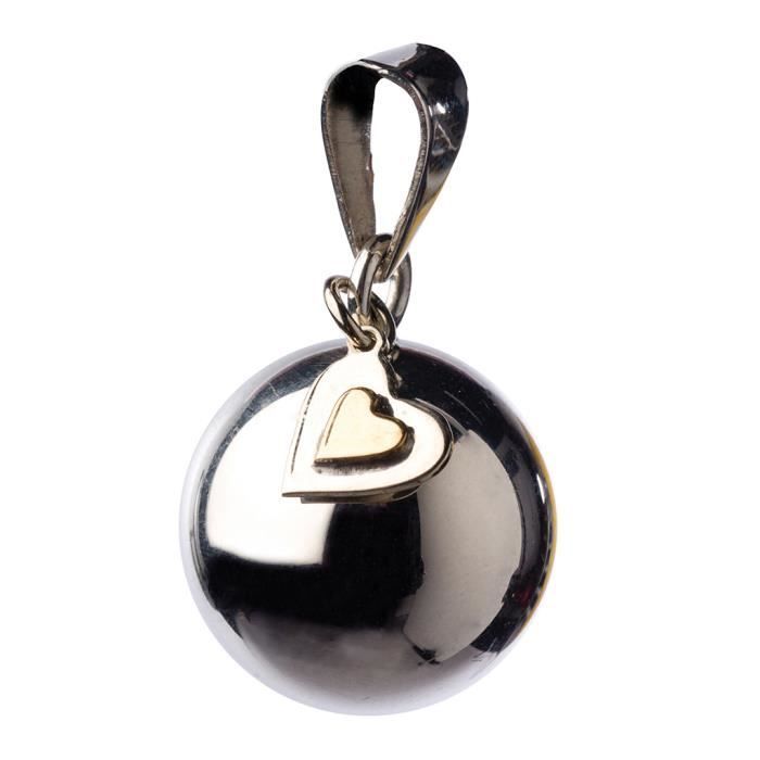 Babylonia Bola Pendant with Heart Charm, Silver, BOLA 1 VK880