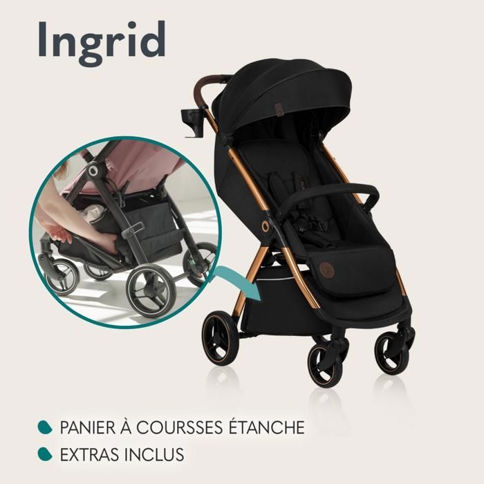 LIONELO Ingrid Compact Stroller - Suspension - Up to 22 kg - Lightweight & Foldable - Grey
