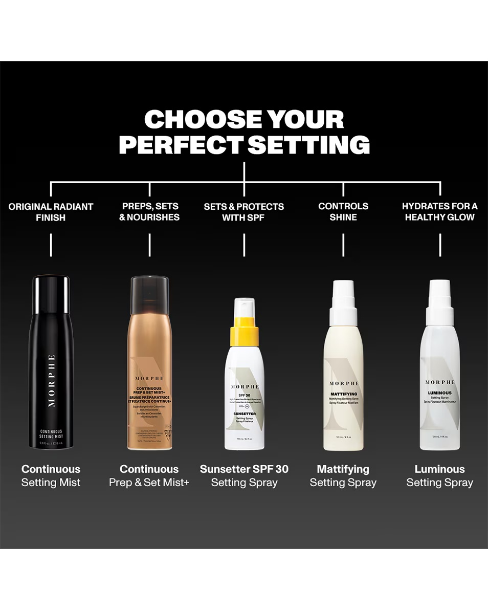 Spray fixator MORPHE, spray de pregătire și fixare continuă, plin de ceramide și antioxidanti