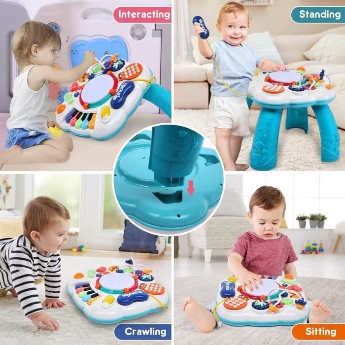 Mesa de estudio para bebés, mesa de actividades musicales para niños, mesa de juegos musicales para niños de 36 meses en adelante, juguetes de sonido para bebés