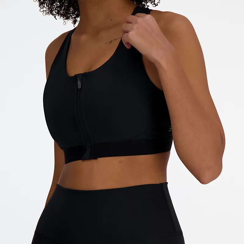 NB Sleek Damen-BH mit mittlerem Halt, Tasche und Frontreißverschluss – SCHWARZ