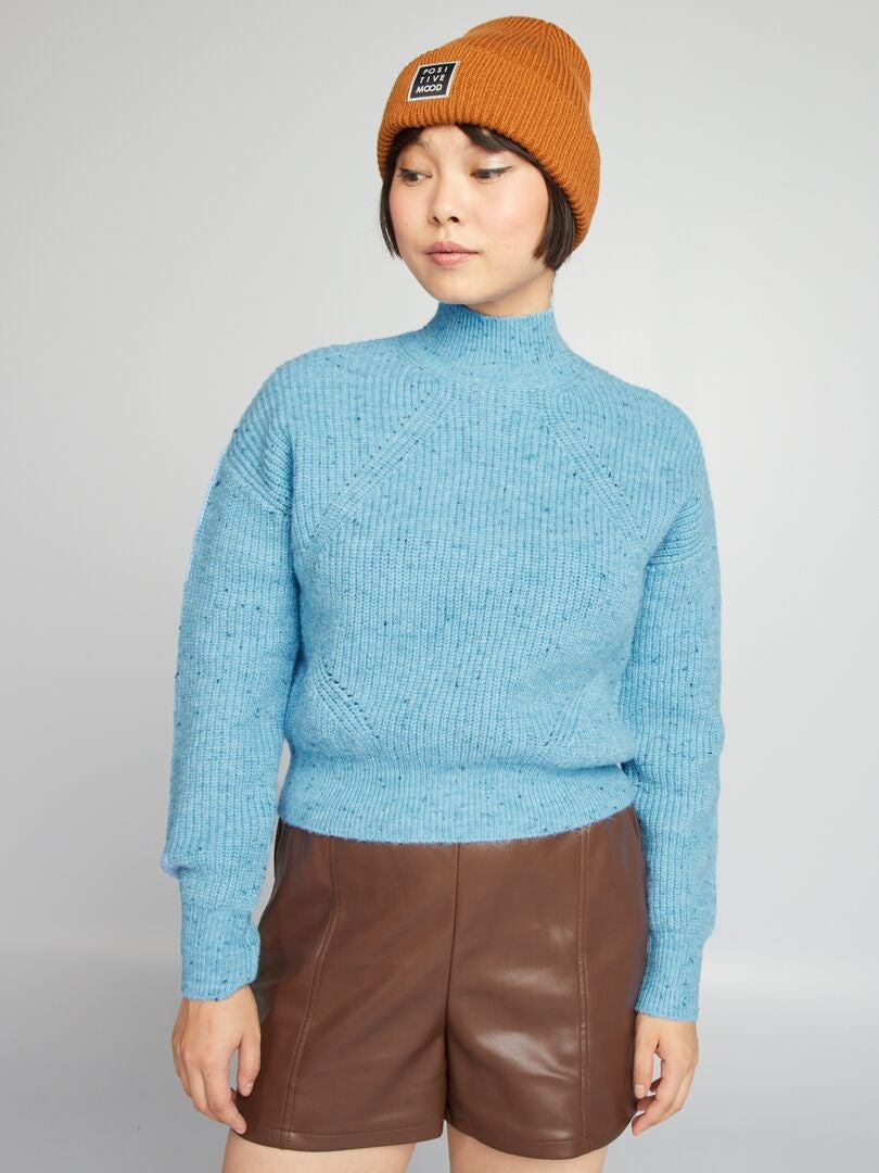 Jersey de punto de cuello alto - AZUL