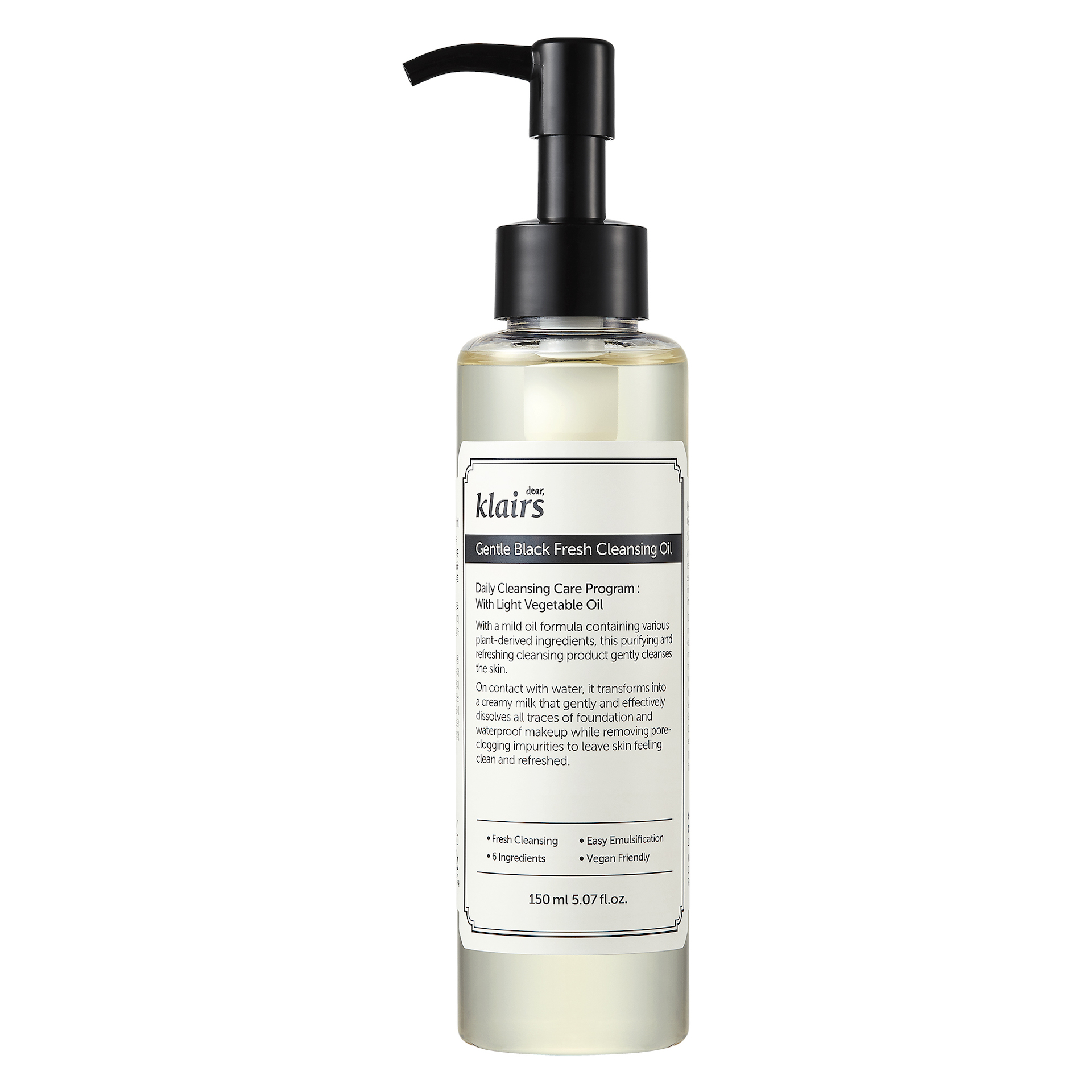 Ulei de curățare delicat Black Fresh 150 ml - Klairs