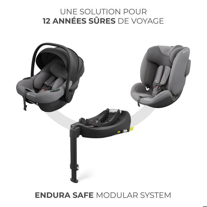 Seggiolino auto Kinderkraft I-LITE ENDURA SAFE FX i-Size 40-87 cm – Orientamento contro il senso di marcia, ISOFIX o cintura di sicurezza, ECE R129, compatibile con passeggino, grigio