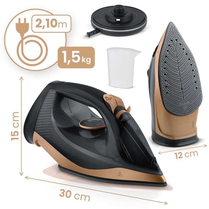 Plancha de vapor inalámbrica - BERDSEN - 2600 W - Suela de cerámica - Autolimpiante - Depósito de agua de 320 ml
