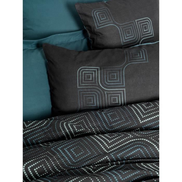 Juego de ropa de cama: 1 funda nórdica de 220 x 240 cm + 2 fundas de almohada de 60 x 60 cm - 100 % algodón reforzado - Azul