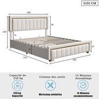 Letto contenitore - PERGAR - 160 x 200 cm - Velluto beige - Design contemporaneo - Portata 250 kg