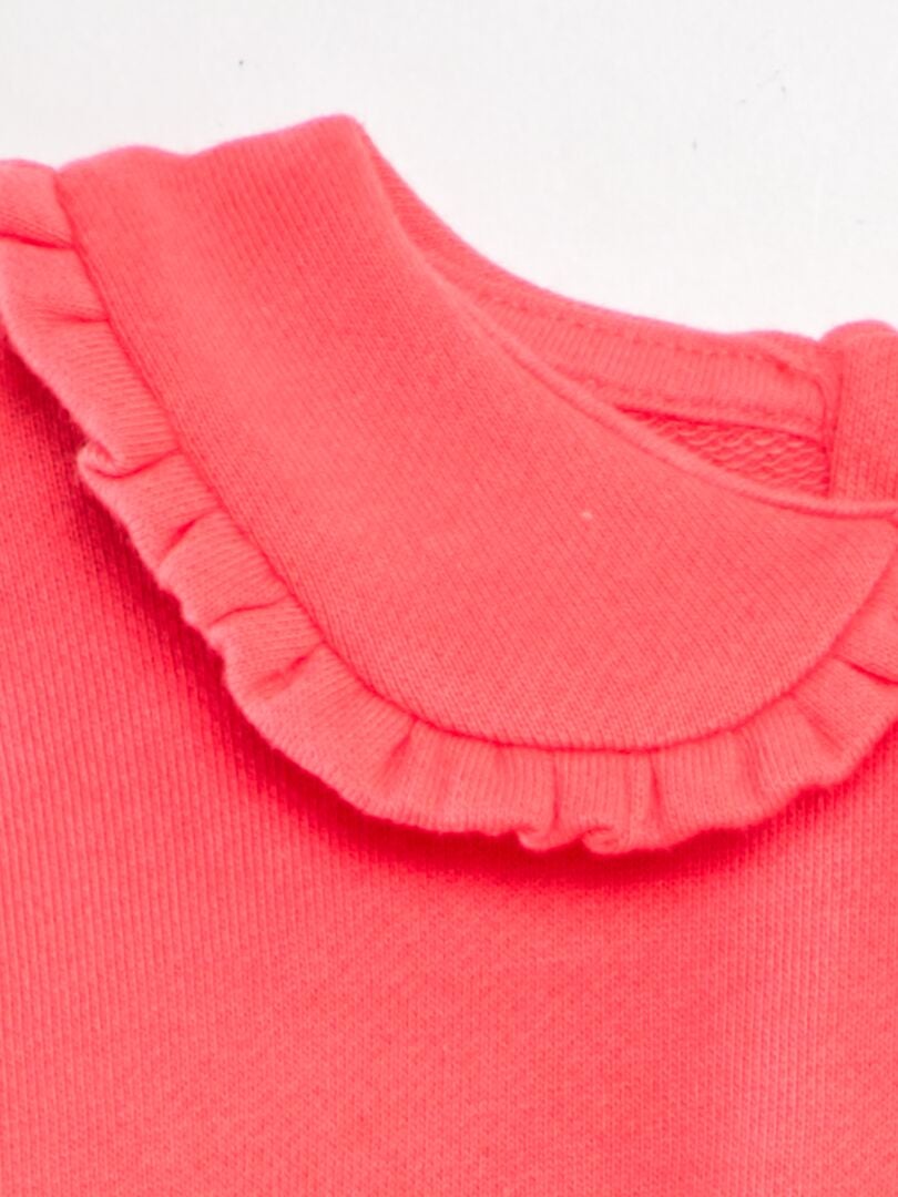 Katoenen sweatshirt met claudine kraag - ROZE