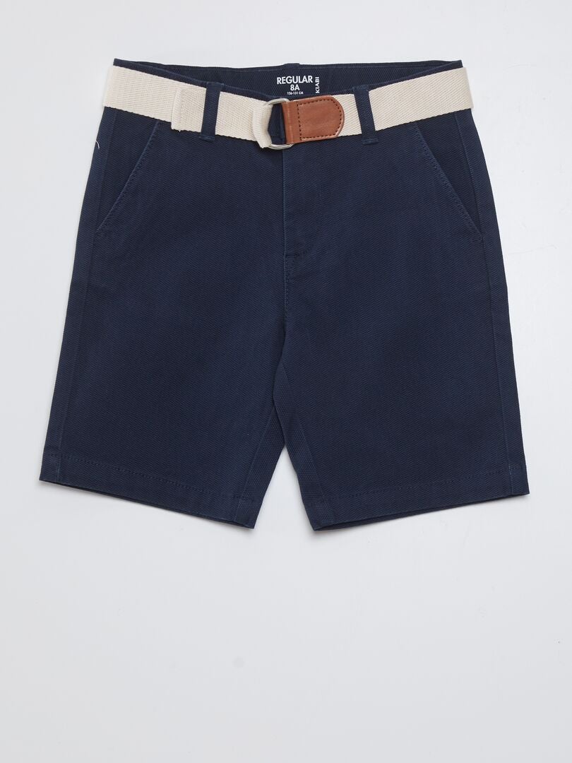 Chino shorts + riem - blauw