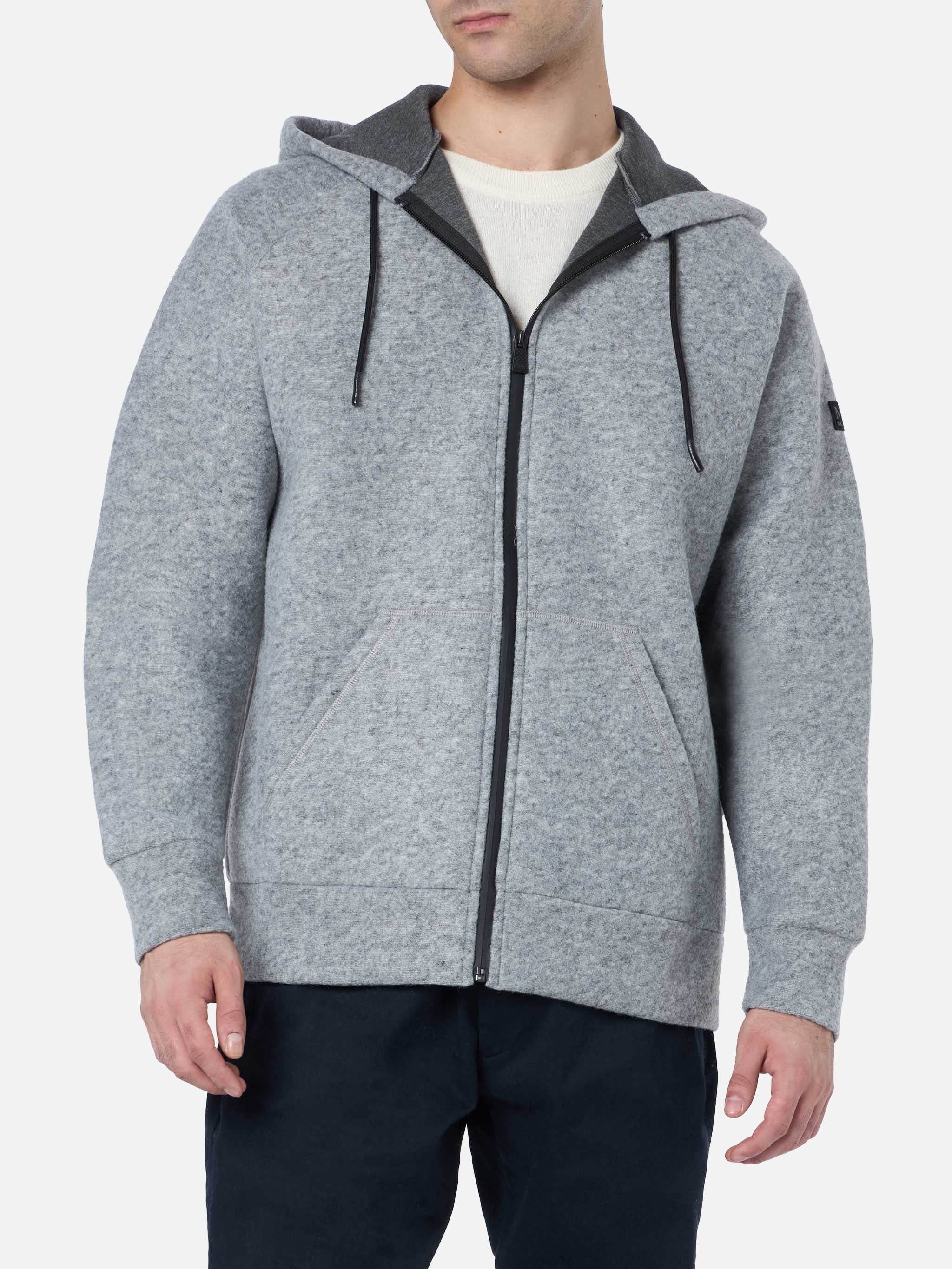 Carrel herensweatshirt in grijs gemêleerd scuba technisch materiaal.
