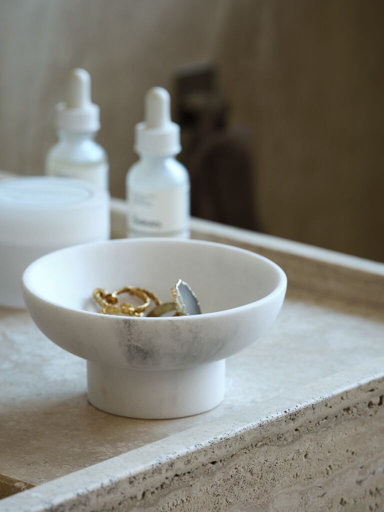 БЕРГЕМ Декоративна чинија БЕРГЕМ Ø12xH6cm са ефектом мермера