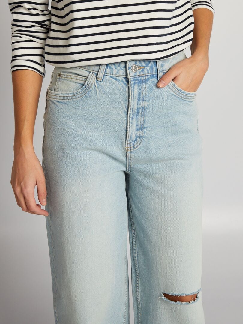 Calça jeans de perna larga - AZUL