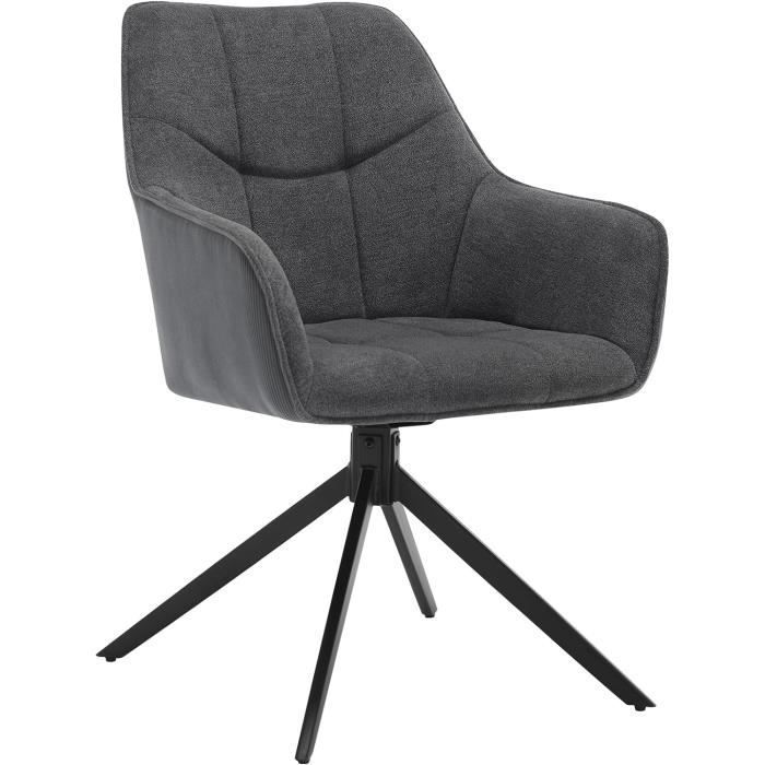 Sillas de comedor giratorias WOLTU, sillones tapizados en chenilla y pana, gris oscuro W0ATT0174-1