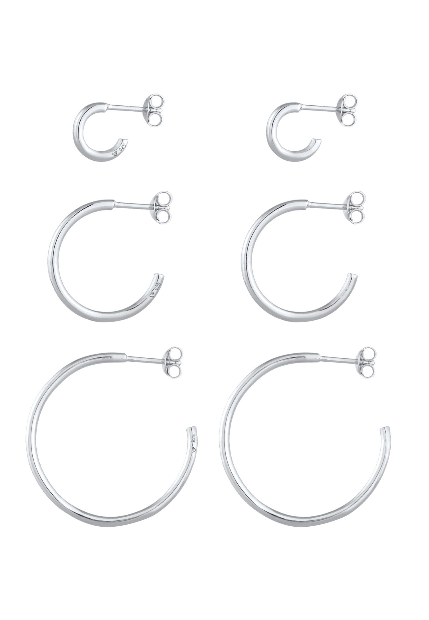 Elli Trio de boucles d'oreilles créoles pour femmes Blogueur de tendances de base en argent sterling 925